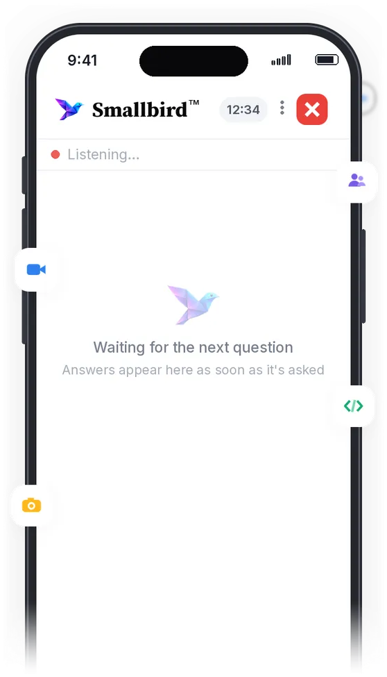 Smallbird answering an interview question automatically on a phone